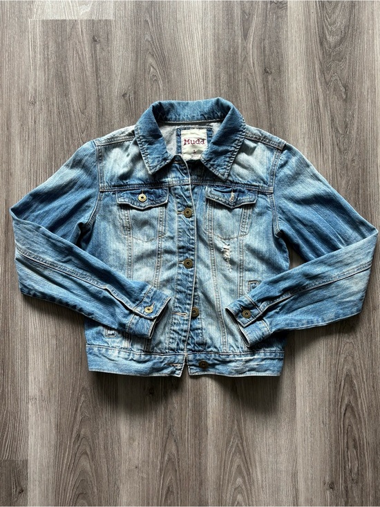 Mudd Jackets & Blazers - Y2K Mudd Blue Denim Jacket with Red Label
